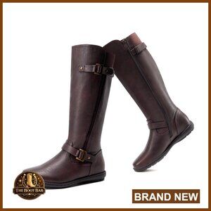 Women's Knee High Winter Boots Wide Calf Faux Fur Lined Flat Heel